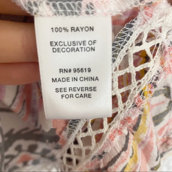 FEVER Bell Sleeve Boho Peasant Blouse Southwest Aztec 1X Lightweight Rayon - Picture 9 of 11